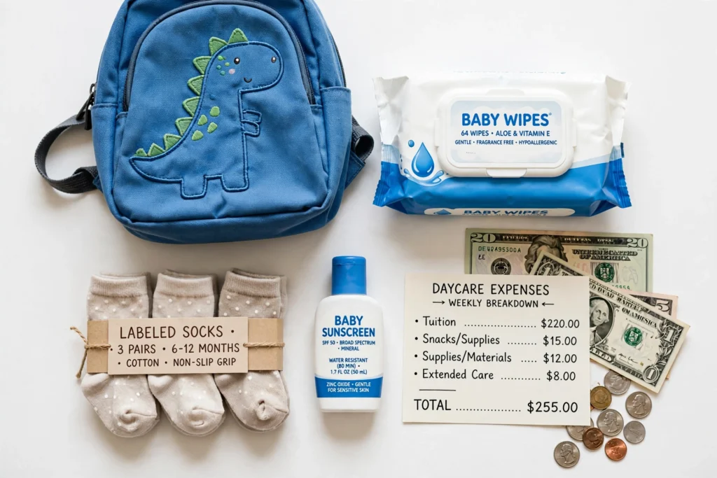 daycare expenses weekly breakdown 2026 backpack wipes cost